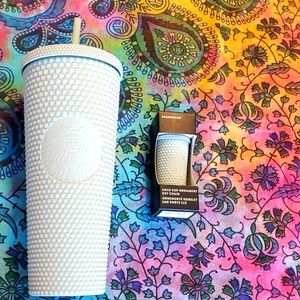 STARBUCKS 24 OZ. STUDDED TUMBLER WITH COLD CUP ORNAMENT KEY CHAIN